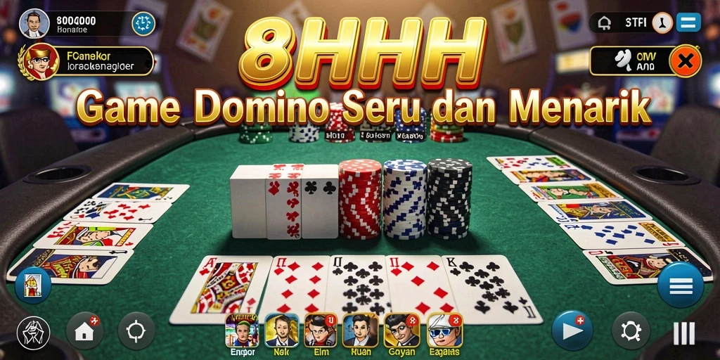 Tampilan gameplay Domino yang seru dan interaktif di 8HHH.