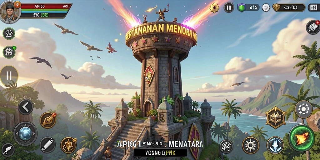 Tampilan gameplay Tower Defense yang seru dan mendebarkan.
