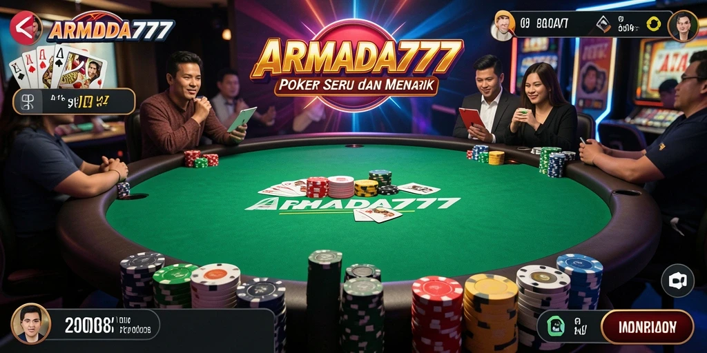 Tampilan gameplay Poker yang mendebarkan dan interaktif di ARMADA777.