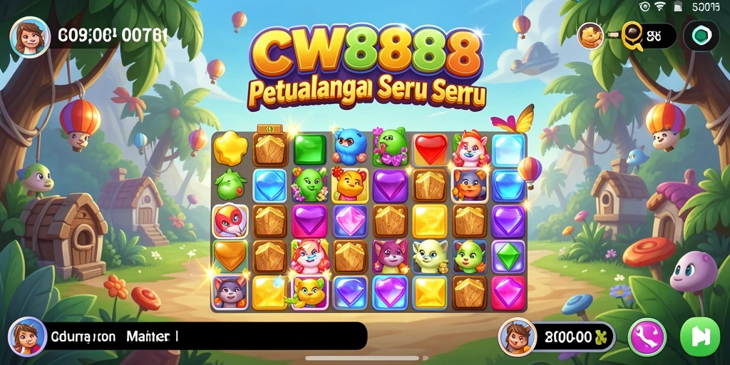 Gambaran aksi seru mencocokkan item dalam game Match-3.