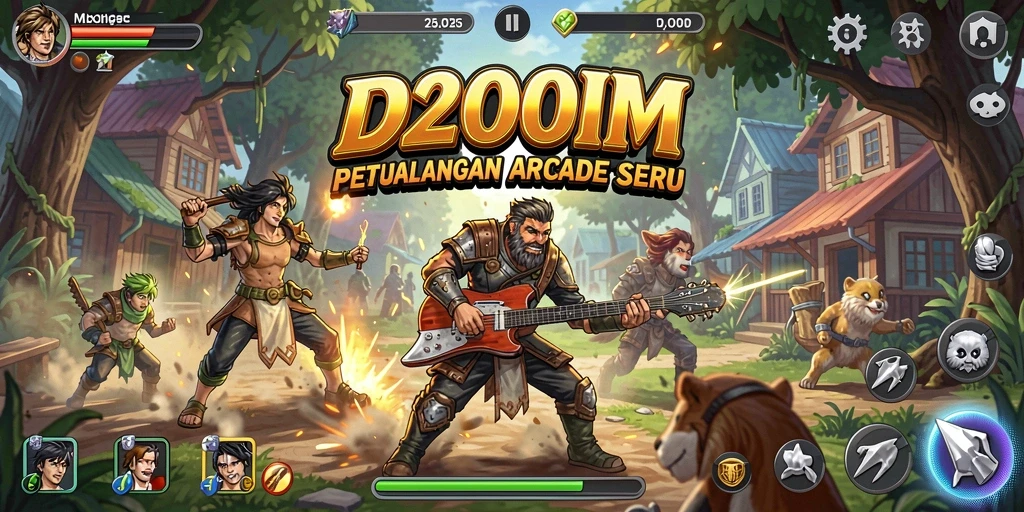 Screenshot gameplay D200M yang penuh aksi dalam permainan arcade.