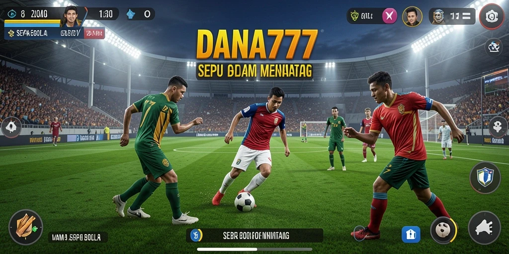 Screenshot DANA777 menampilkan aksi gameplay sepak bola yang mendebarkan.