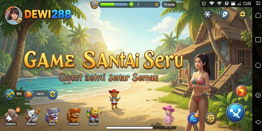 Tampilan gameplay DEWI288 yang penuh warna dan dinamis.