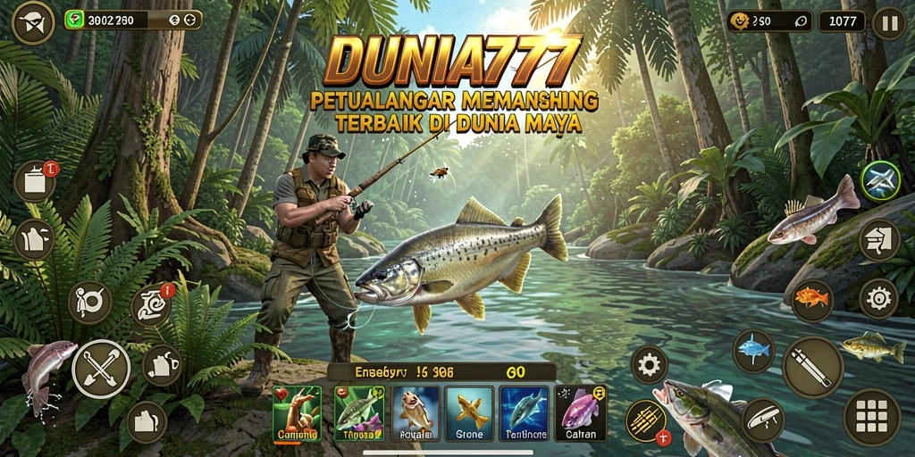 Tampilan gameplay DUNIA777 yang menampilkan pengalaman memancing seru.