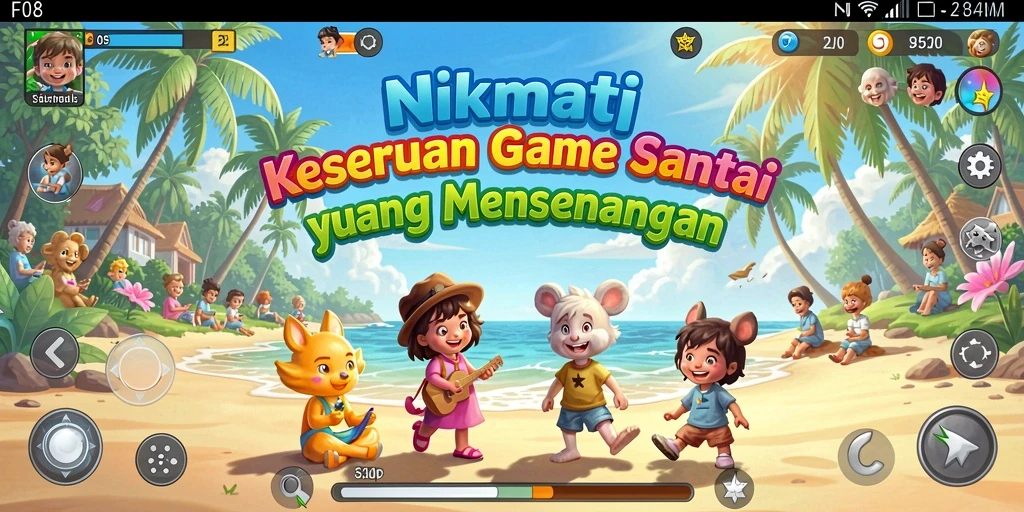 Screenshot gameplay F08 dengan tampilan penuh warna dan menarik.