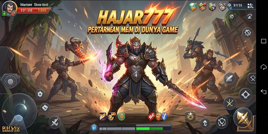Screenshot menampilkan aksi pertarungan mendebarkan dalam HAJAR777.