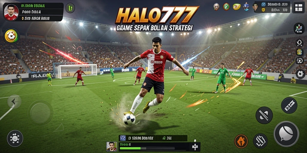 Tampilan gameplay menarik dari HALO777 dengan aksi sepak bola intens.