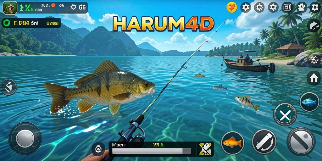Tampilan gameplay seru saat menangkap ikan di HARUM4D.