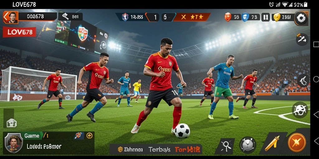 Tangkapan layar utama LOVE678 menampilkan aksi pertandingan olahraga yang seru.