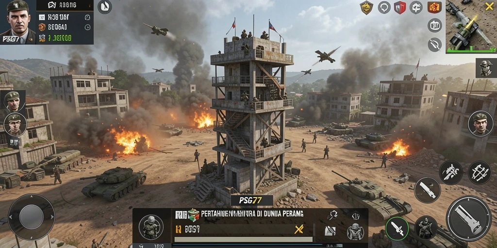 Screenshot utama menampilkan gameplay seru dan strategi Tower Defense di PSG77.