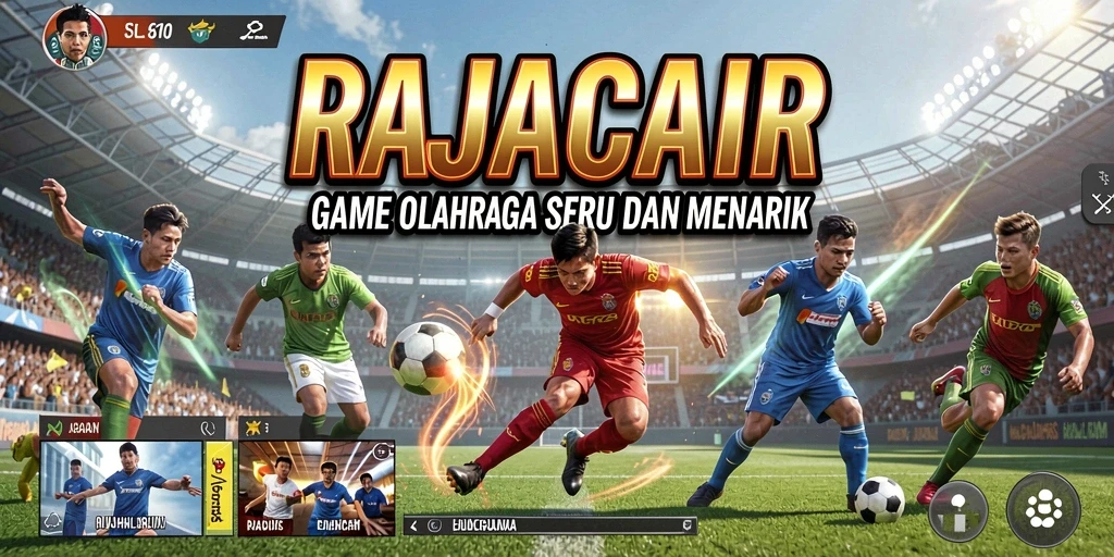 Screenshot utama menunjukkan aksi seru dalam permainan olahraga.