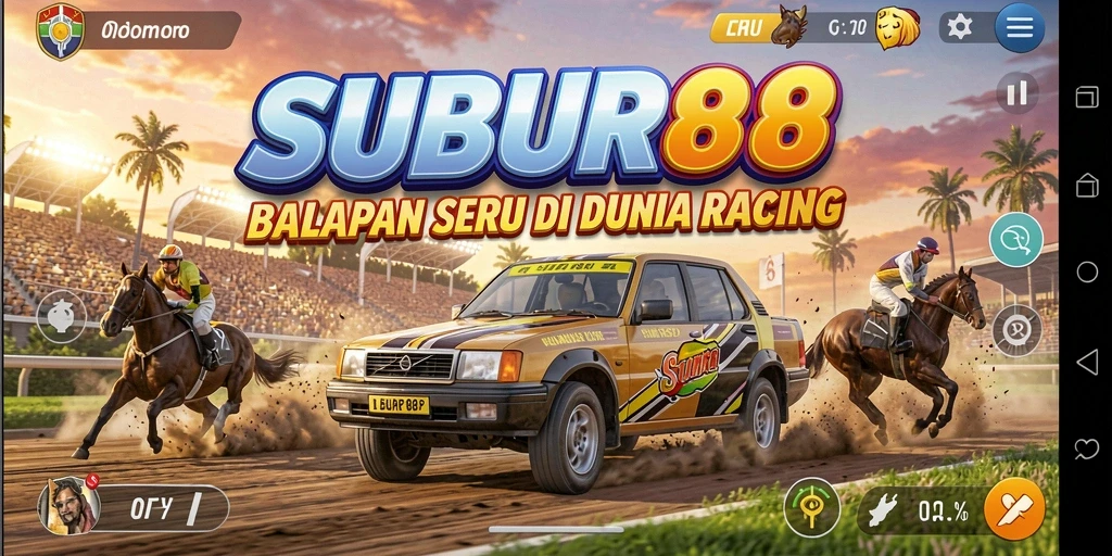 Tampilan gameplay SUBUR88 dengan aksi balapan yang mendebarkan.
